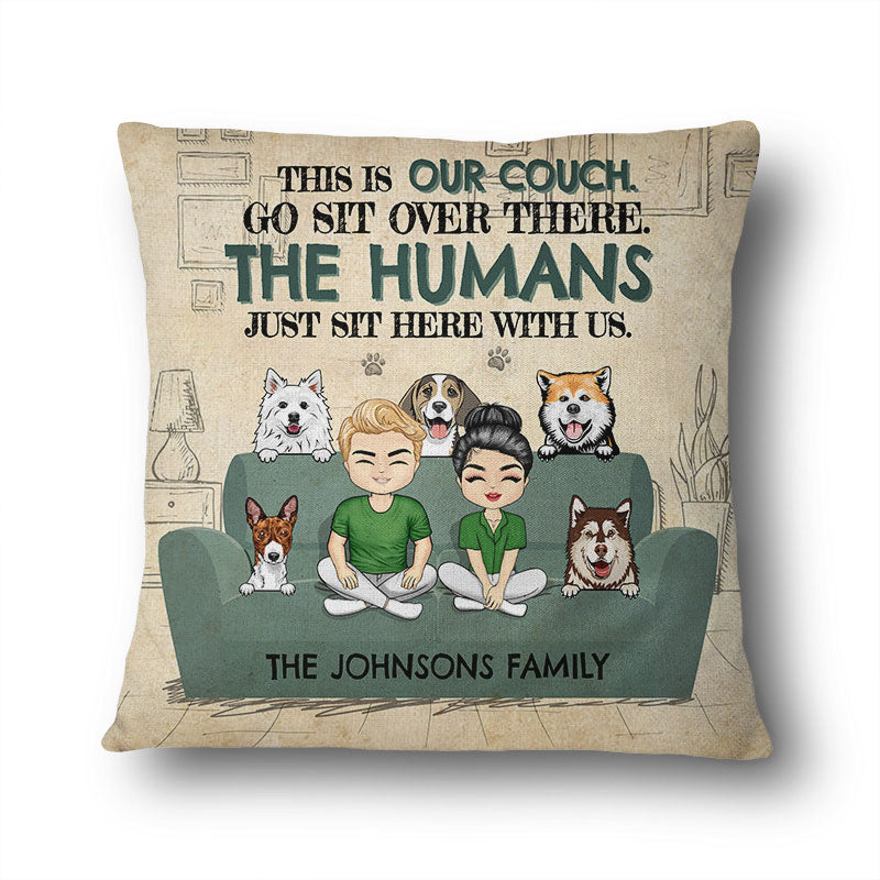 Dog Lovers Couple Chibi This Is Our Couch - Personalized Custom Pillow