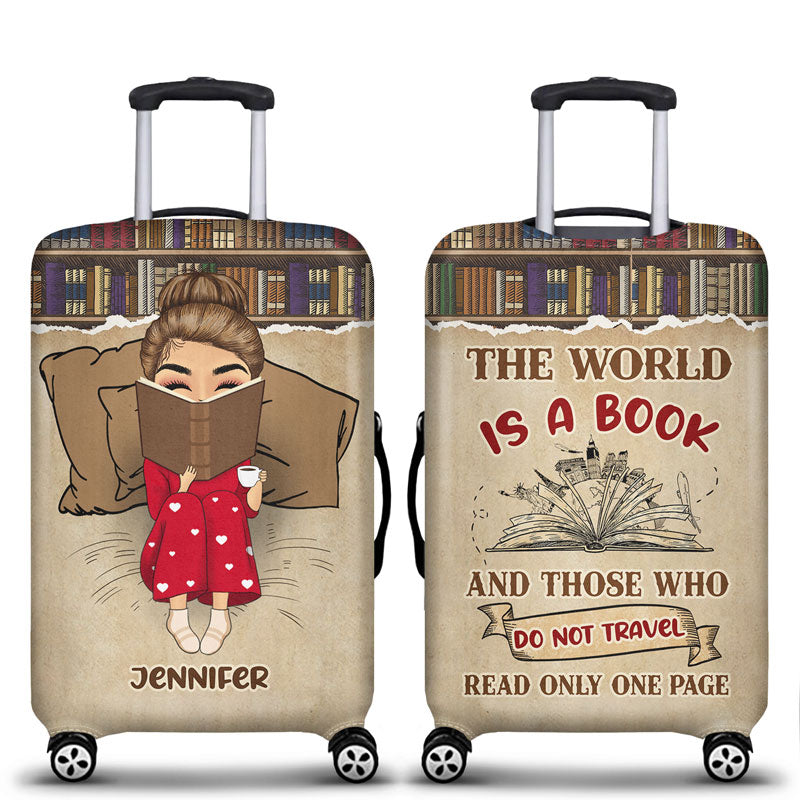 Reading Travel Girl Who Do Not Travel Read Only One Page - Personalized Custom Luggage Cover