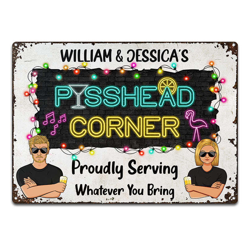 Pisshead Corner - Gift For Couples - Personalized Custom Classic Metal Signs