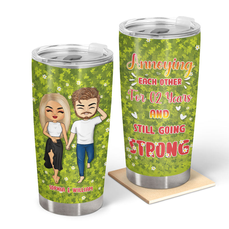 Chibi Couple Green Annoying Each Other - Personalized Custom Tumbler