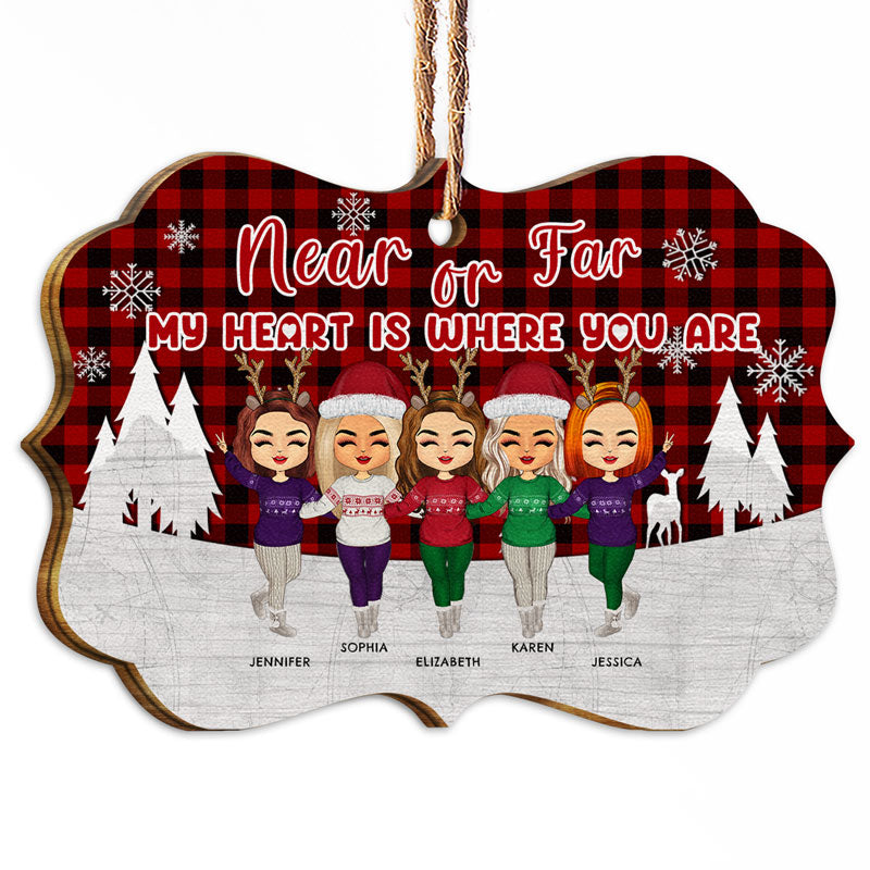 Christmas Near Or Far - Gift For Bestie - Personalized Custom Wooden Ornament