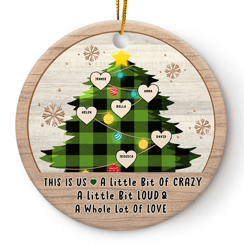Family Christmas Tree Flannel This Is Us - Personalized Custom Circle Ceramic Ornament