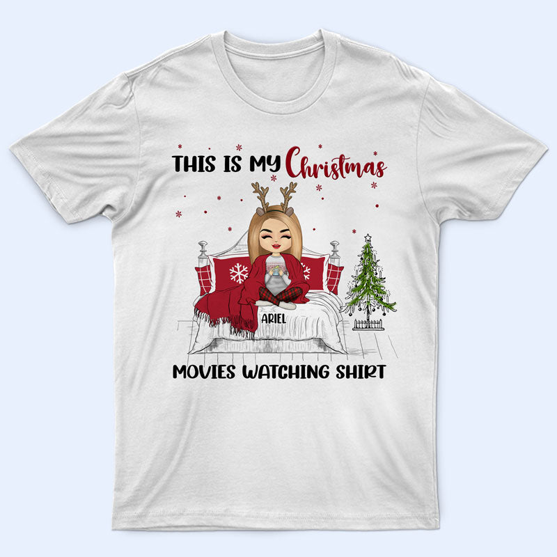 Christmas Chibi Girl My Christmas Movie Watching Shirt - Personalized Custom T Shirt