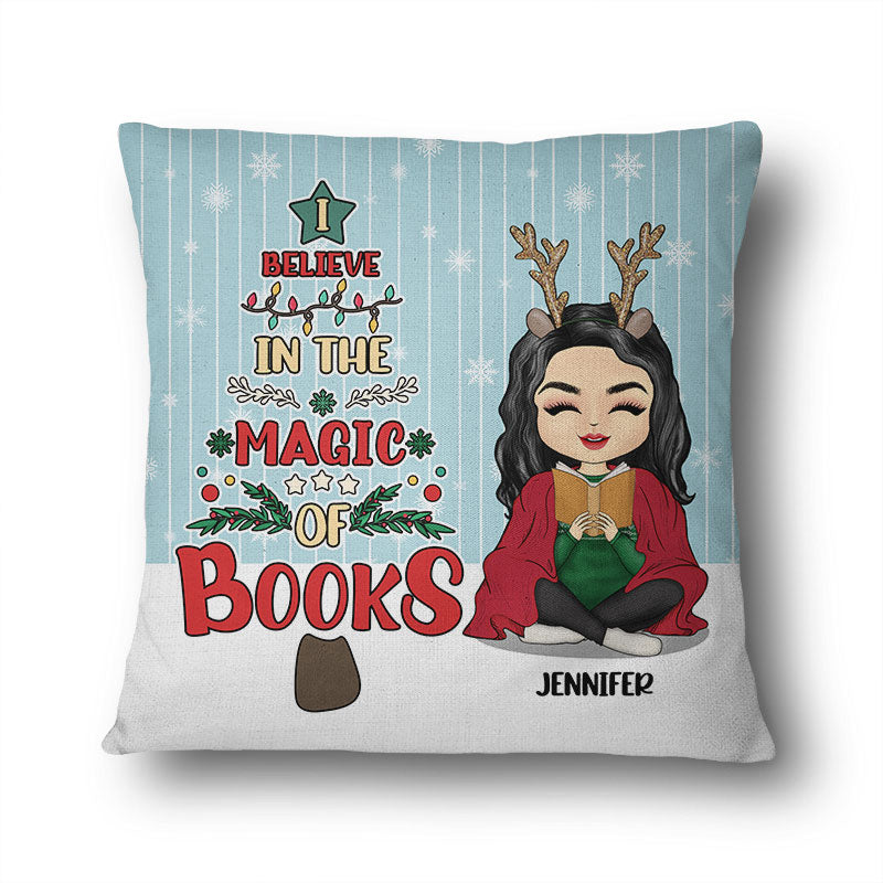 Christmas The Magic Of Books - Gift For Book Lovers - Personalized Custom Pillow