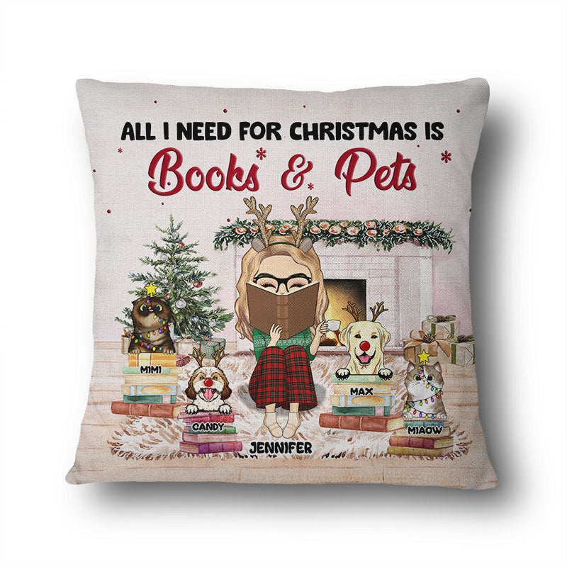 Christmas Reading Pet Lovers All I Need For Christmas - Personalized Custom Pillow