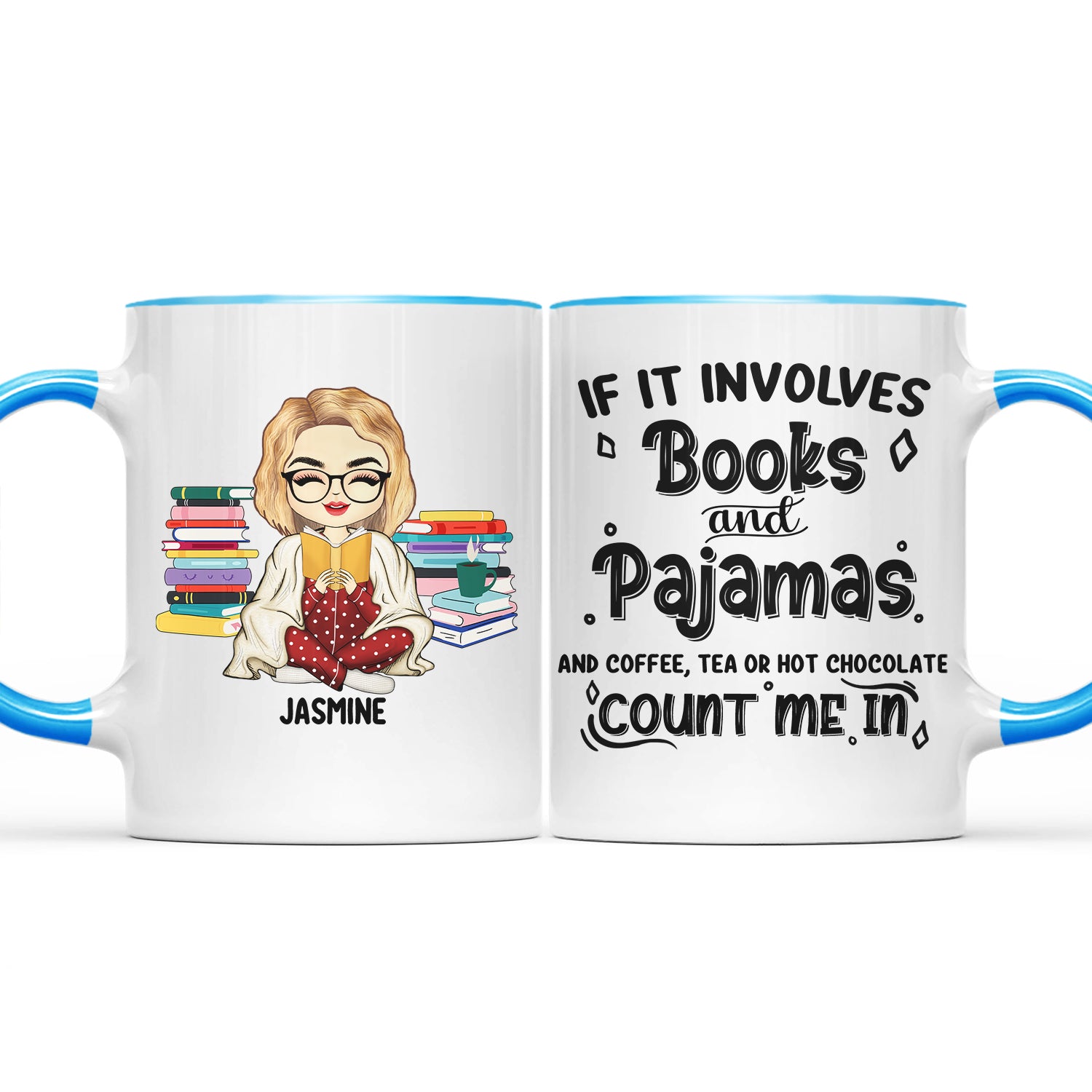 Reading Books And Pajamas - Personalized Custom Accent Mug