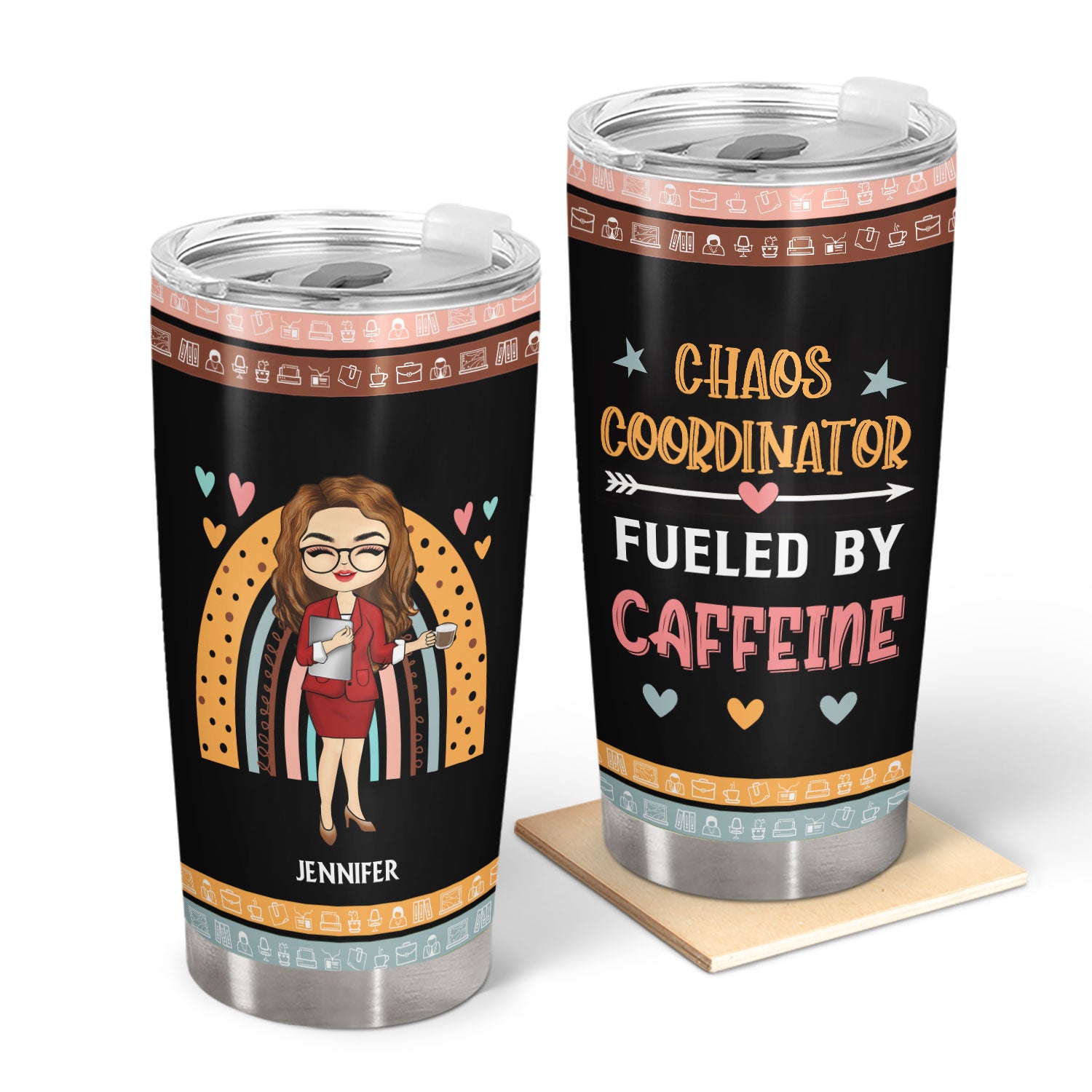Coffee Colleagues Chaos Coordinator Fueled By Caffeine - Gift For Teacher Co-worker - Personalized Custom Tumbler
