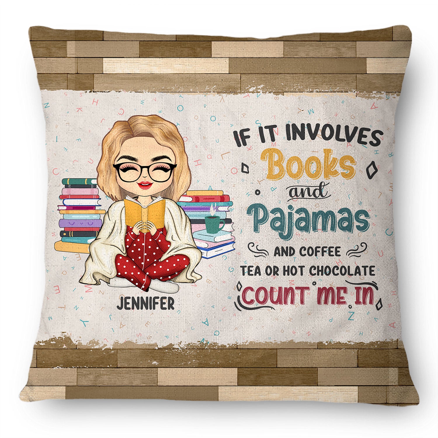 Reading Books And Pajamas - Personalized Custom Pillow