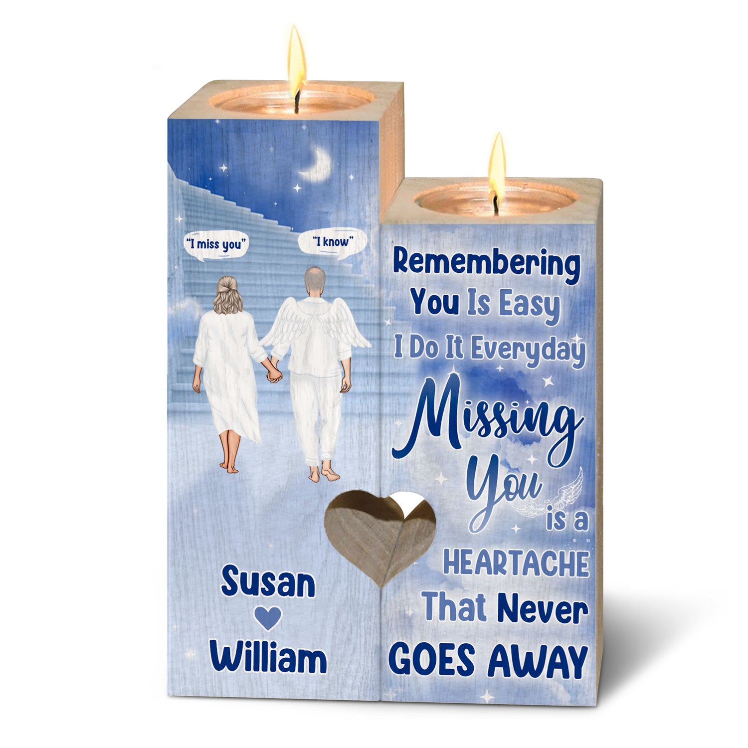 Remembering You Is Easy - Memorial Gift For Couples - Personalized Custom Candle Holder