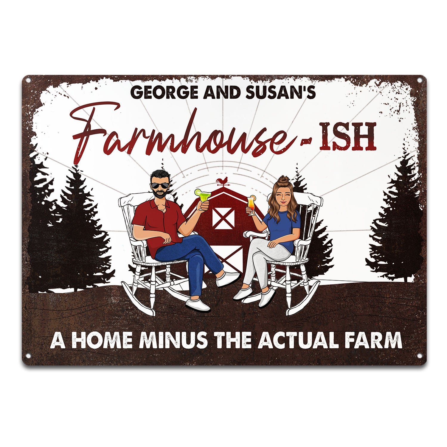 Farmhouse-ish - Gift For Couples - Personalized Custom Classic Metal Signs