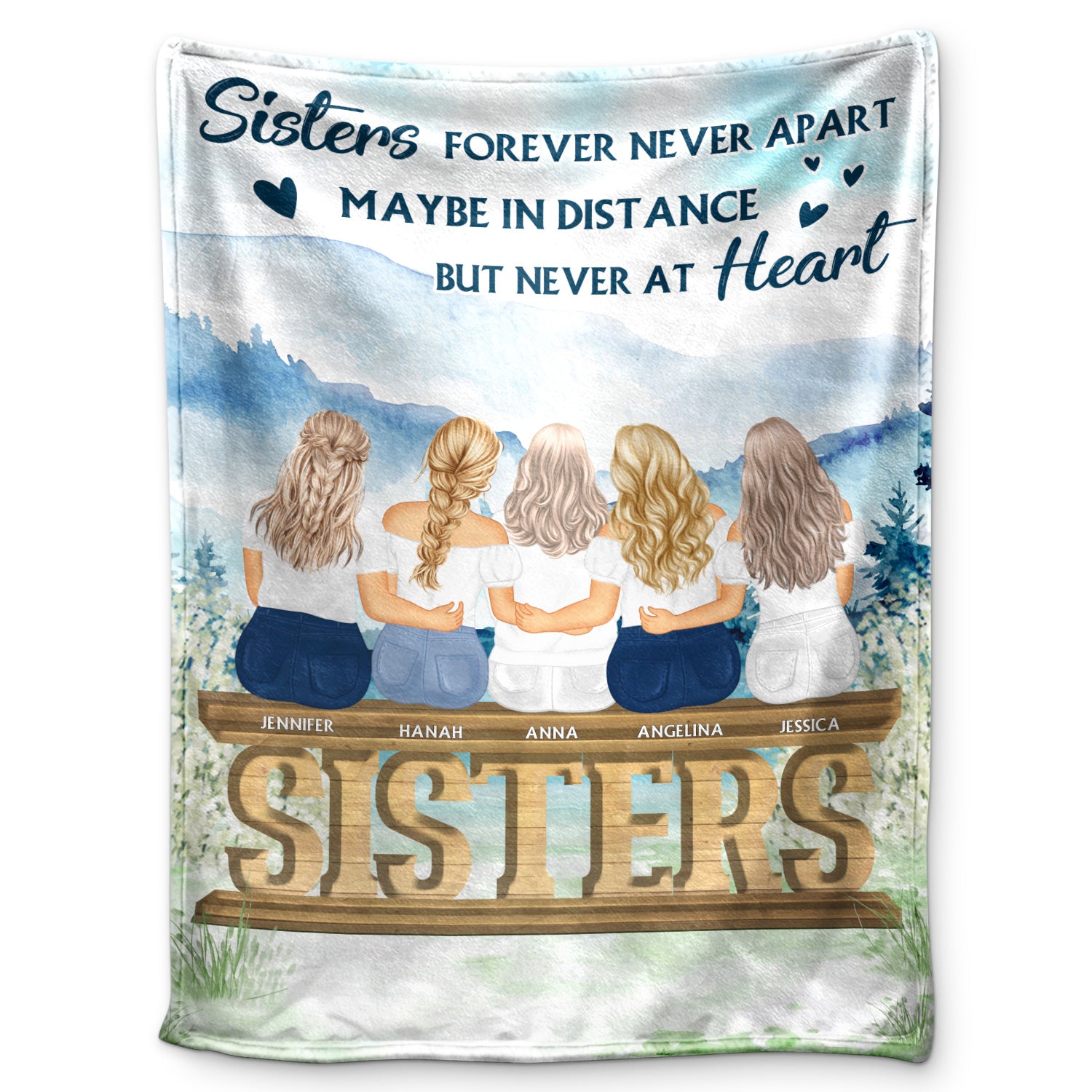 Sisters Forever Never Apart - Gift For Sisters And Best Friends - Personalized Custom Fleece Blanket
