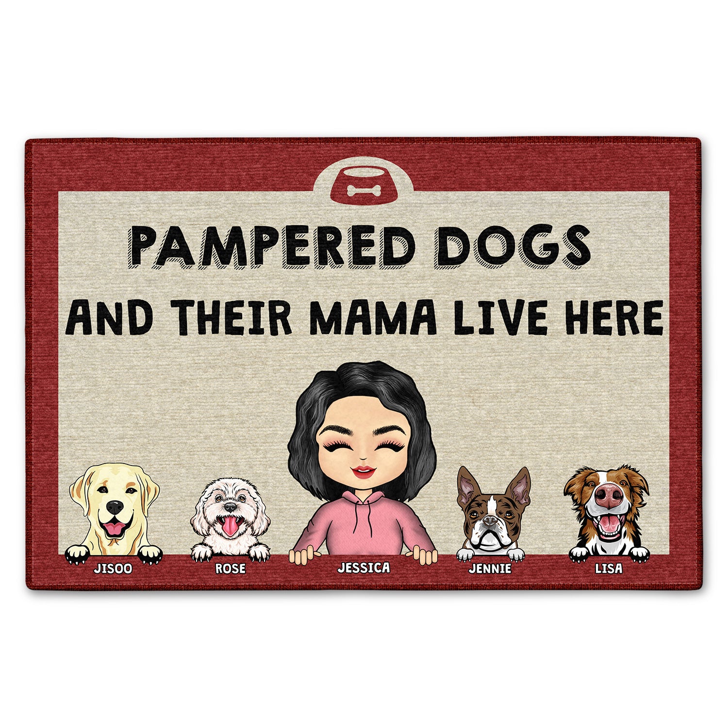 Pampered Pets Live Here - Gift For Dog Mom, Dog Dad, Cat Mom, Cat Dad - Personalized Custom Doormat