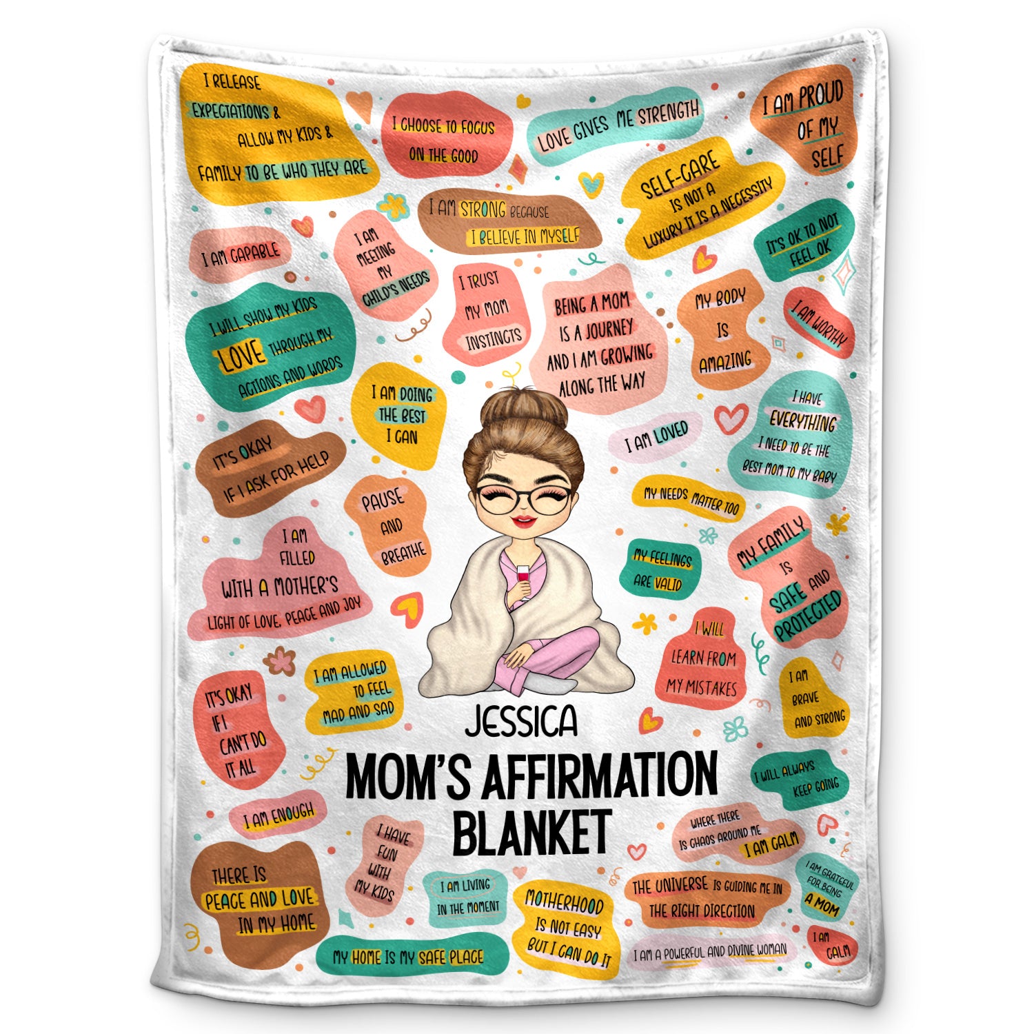 Mom's Affirmation Blanket - Gift For Mother - Personalized Custom Fleece Blanket