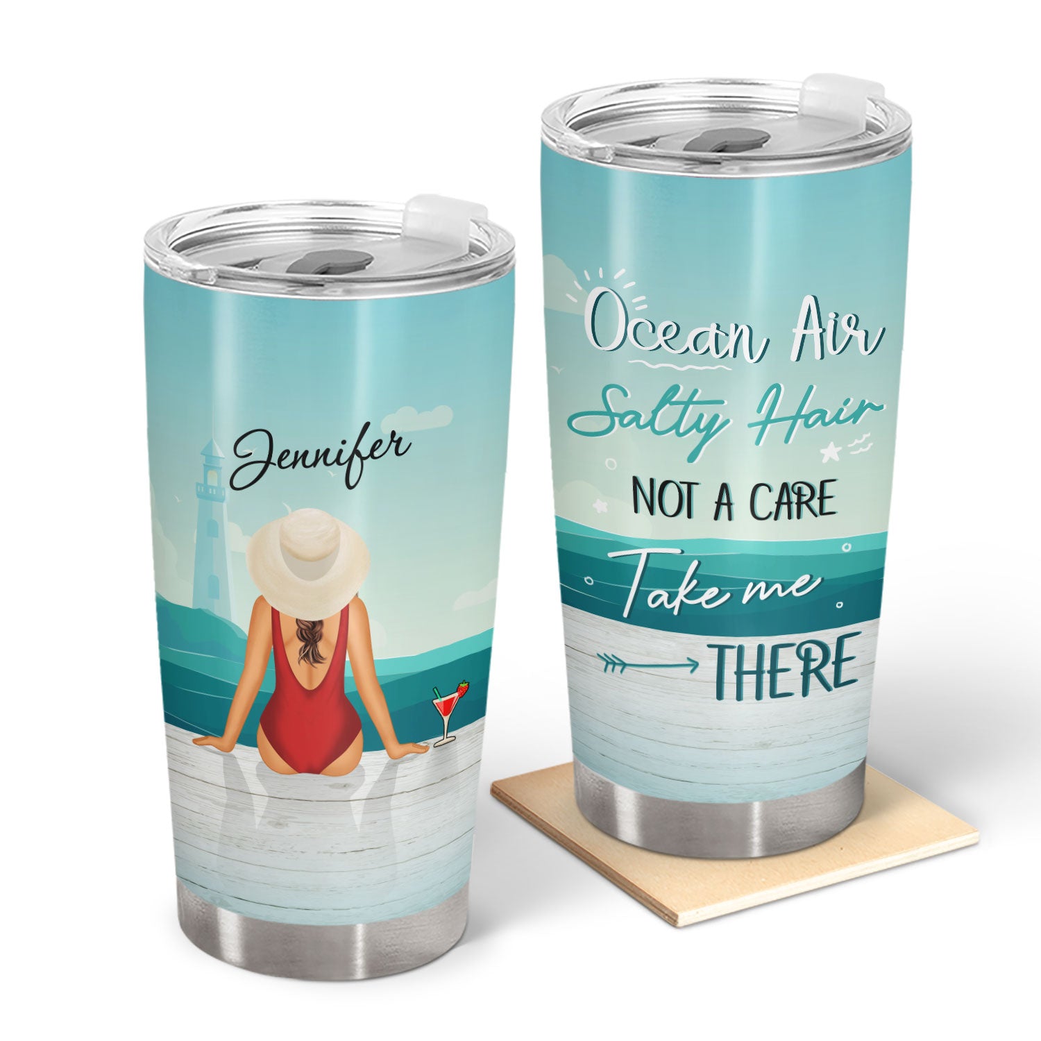 Ocean Air Salty Hair - Gift For Beach Lovers - Personalized Custom Tumbler