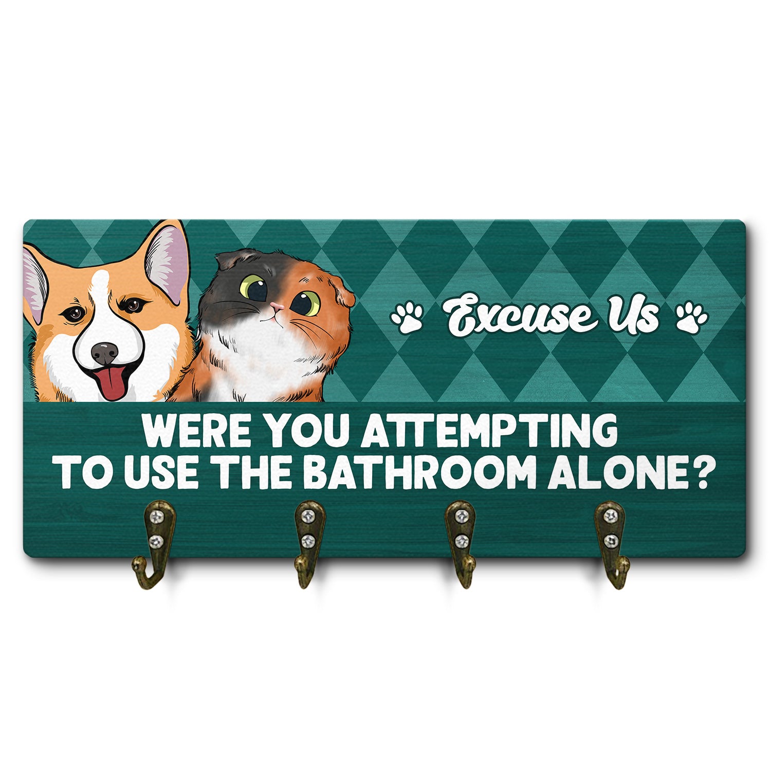 Use The Bathroom Alone - Bathroom Decor For Dog Mom, Dog Dad, Cat Mom, Cat Dad - Personalized Custom Wood Key Holder