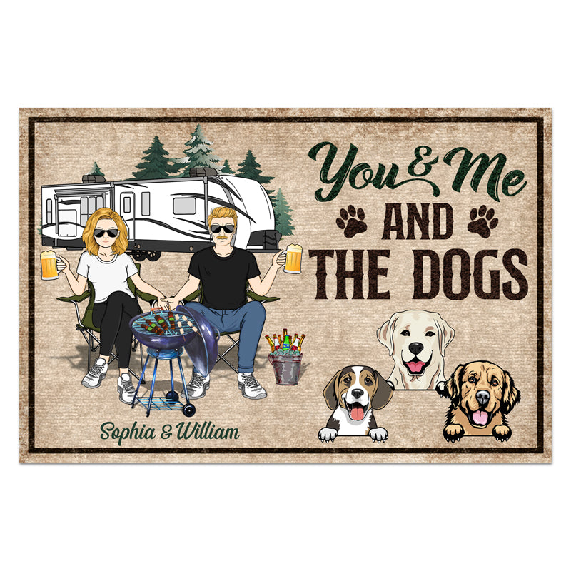 Husband Wife You And Me And The Dog - Gift For Camping Couples - Personalized Custom Doormat