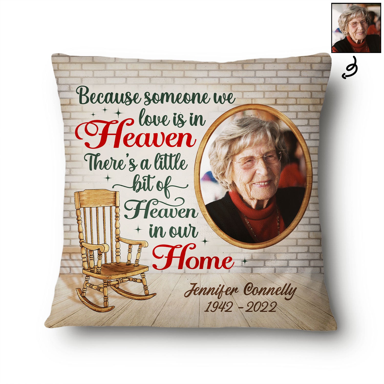 Custom Photo Because Someone We Love Is In Heaven - Memorial Gift For Family - Personalized Custom Pillow