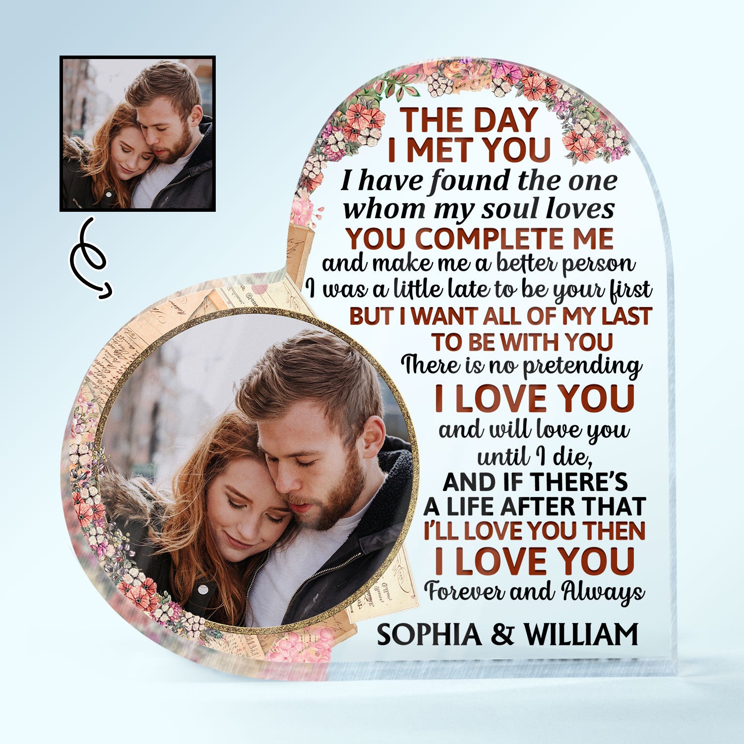 Custom Photo The Day I Met You I Have Found Husband Wife - Anniversary Gift For Couples - Personalized Custom Heart Shaped Acrylic Plaque