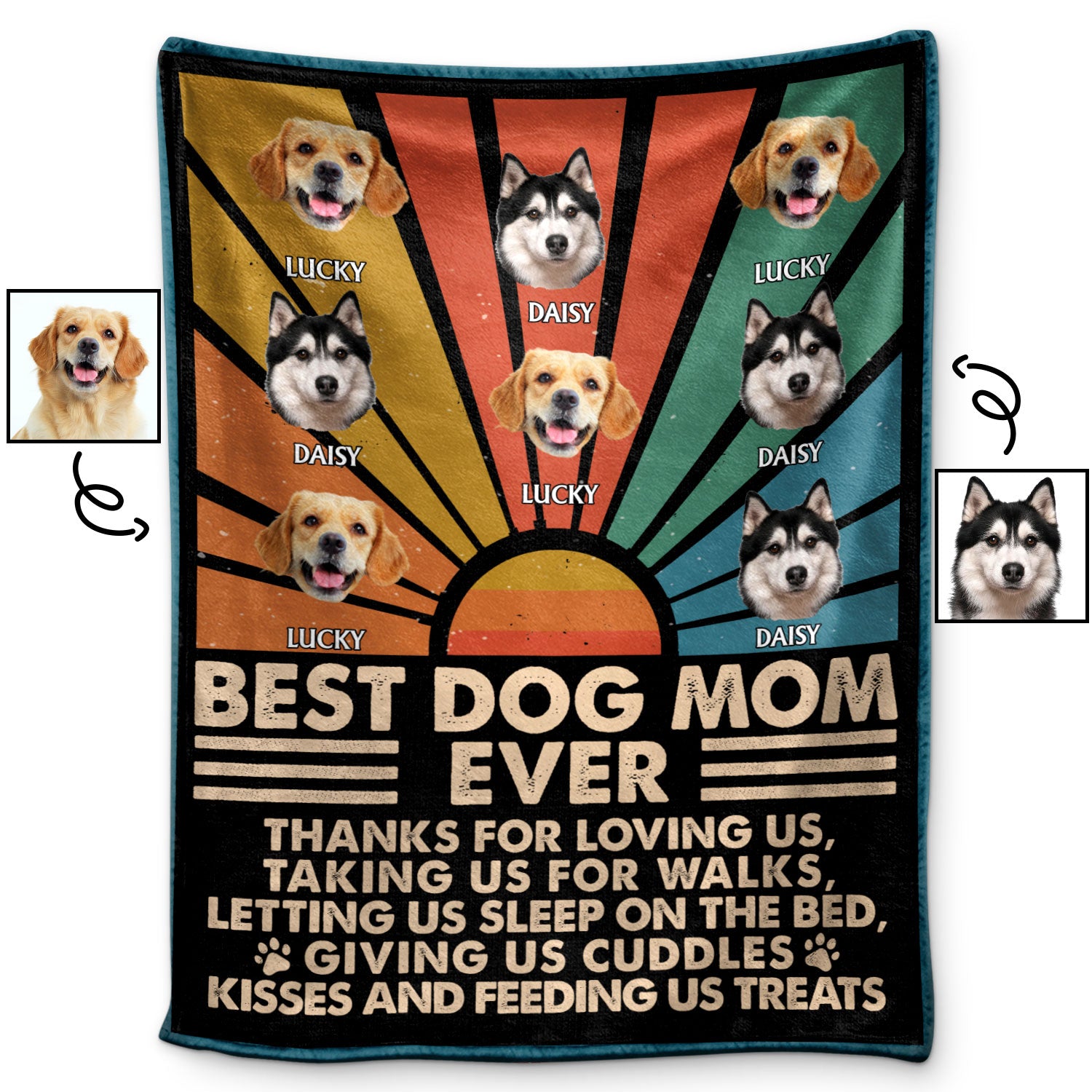 Custom Photo Best Dog Dad Mom Ever Thanks For Loving Us - Gift For Dog Lovers - Personalized Custom Fleece Blanket