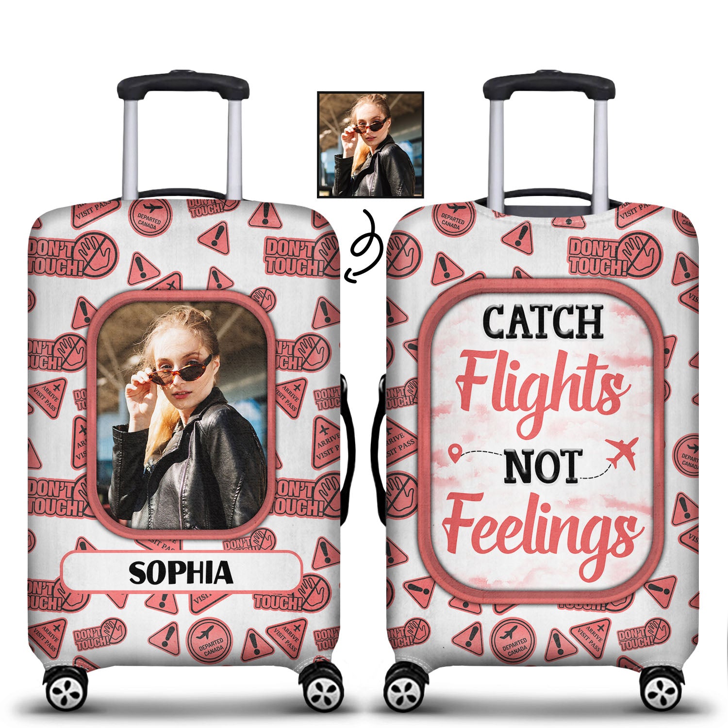 Custom Photo Catch Flights Not Feelings - Gift For Travel Lovers - Personalized Custom Luggage Cover