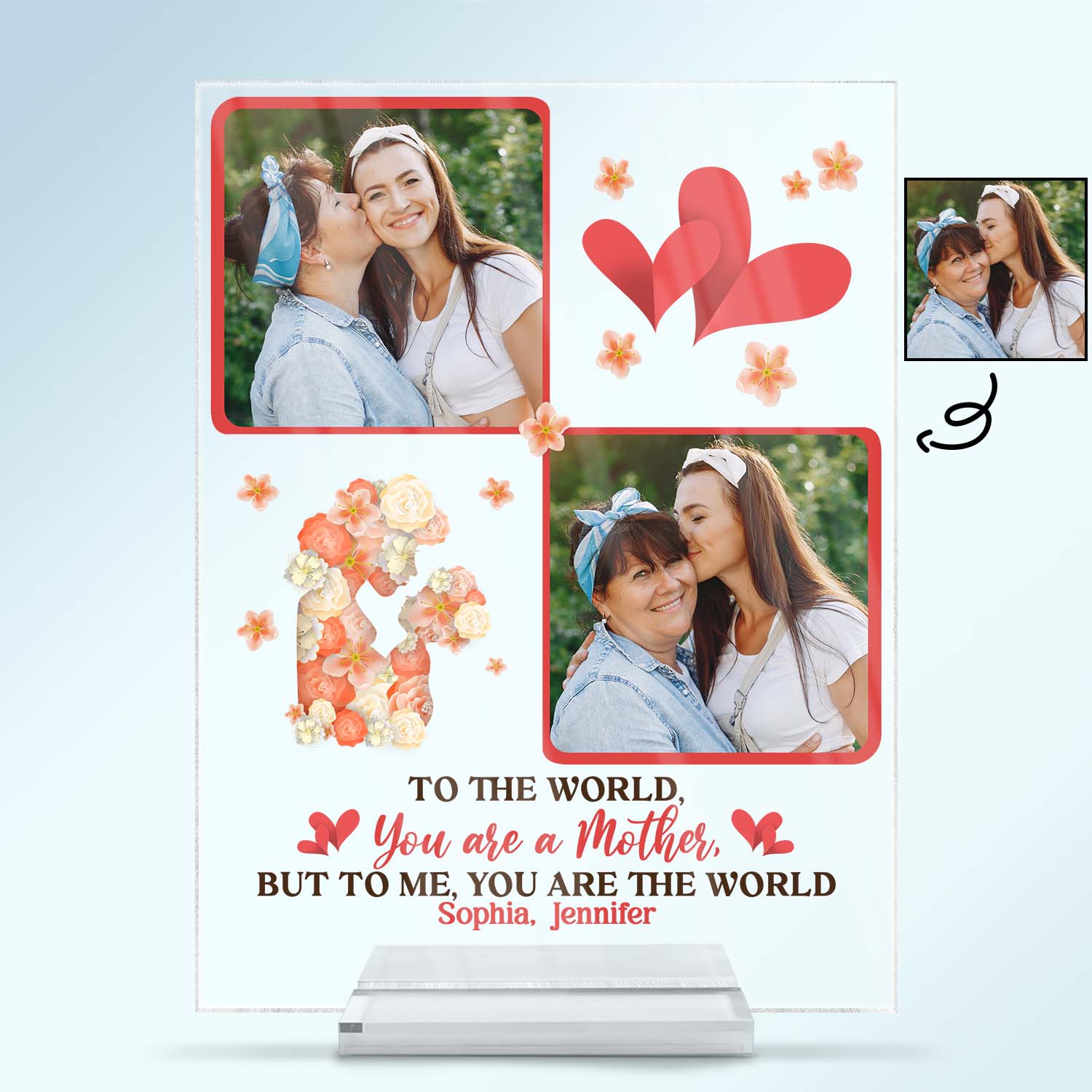Custom Photo To The World You Are A Mother - Birthday, Loving Gift For Mother - Personalized Custom Vertical Rectangle Acrylic Plaque