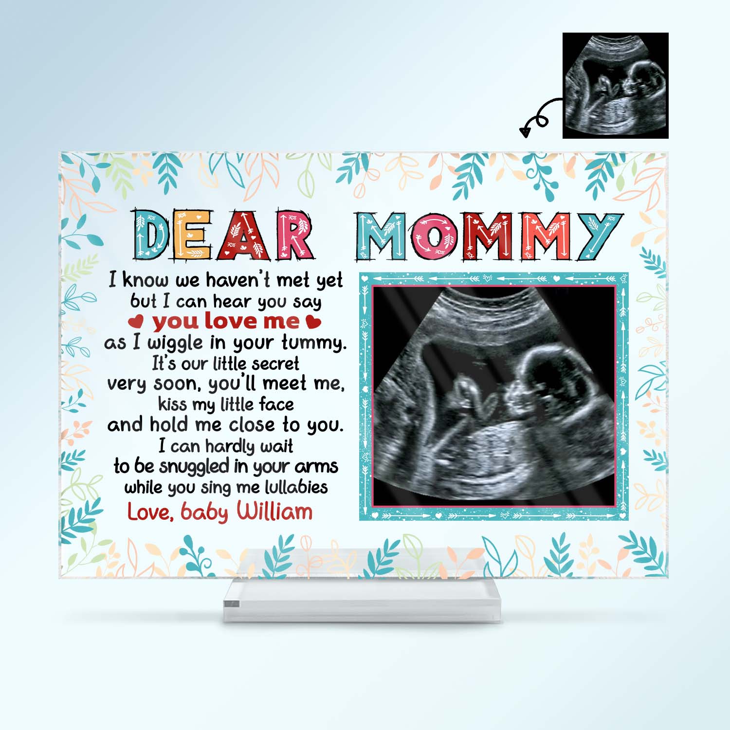 Custom Photo Mommy I Can Hear You Say You Love Me - Loving, Birthday Gift For Mom-To-Be, Mother, Mom - Personalized Custom Horizontal Rectangle Acrylic Plaque