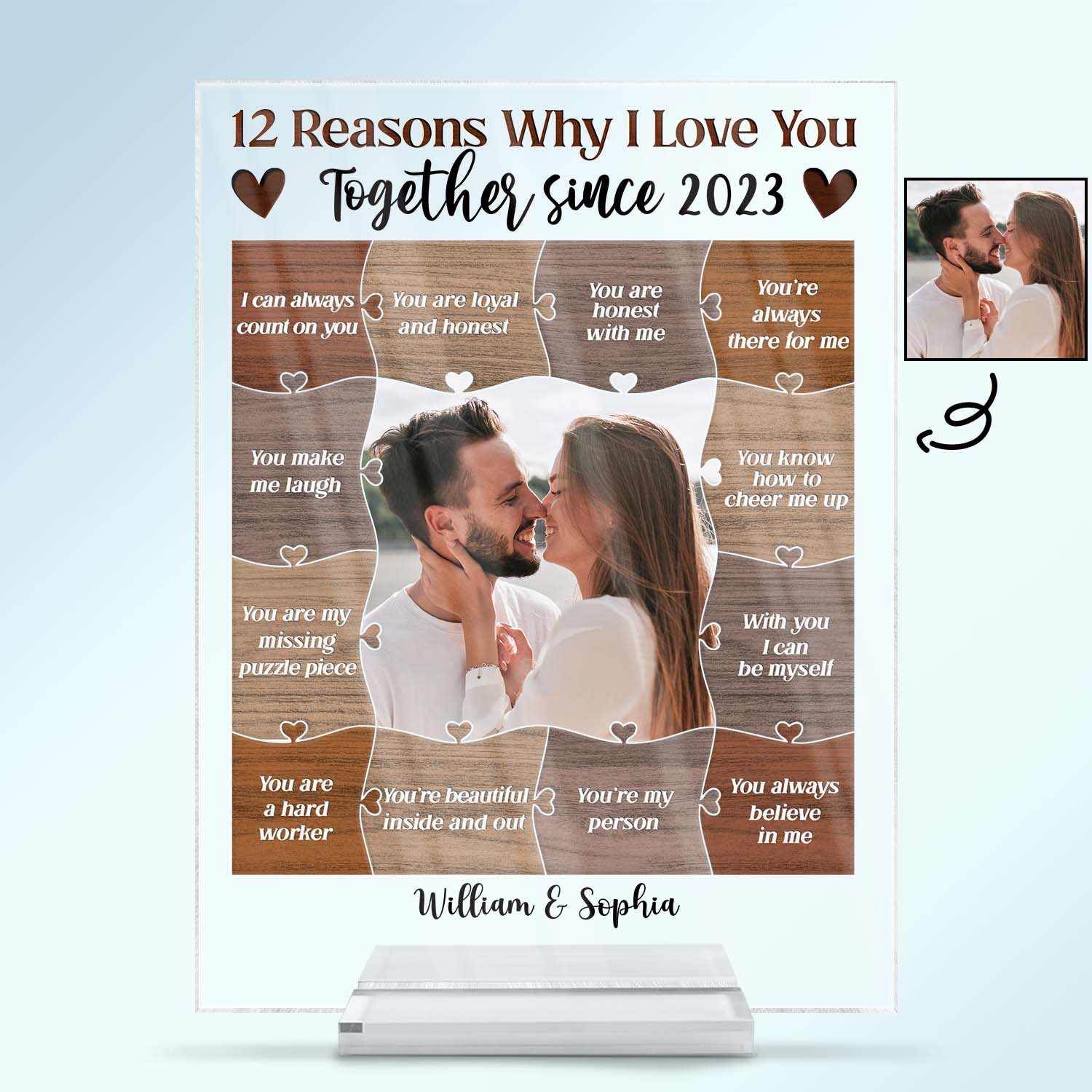 Custom Photo Reasons Why I Love You - Birthday, Anniversary Gift For Husband, Wife, Boyfriend, Girlfriend, Couple - Personalized Custom Vertical Rectangle Acrylic Plaque
