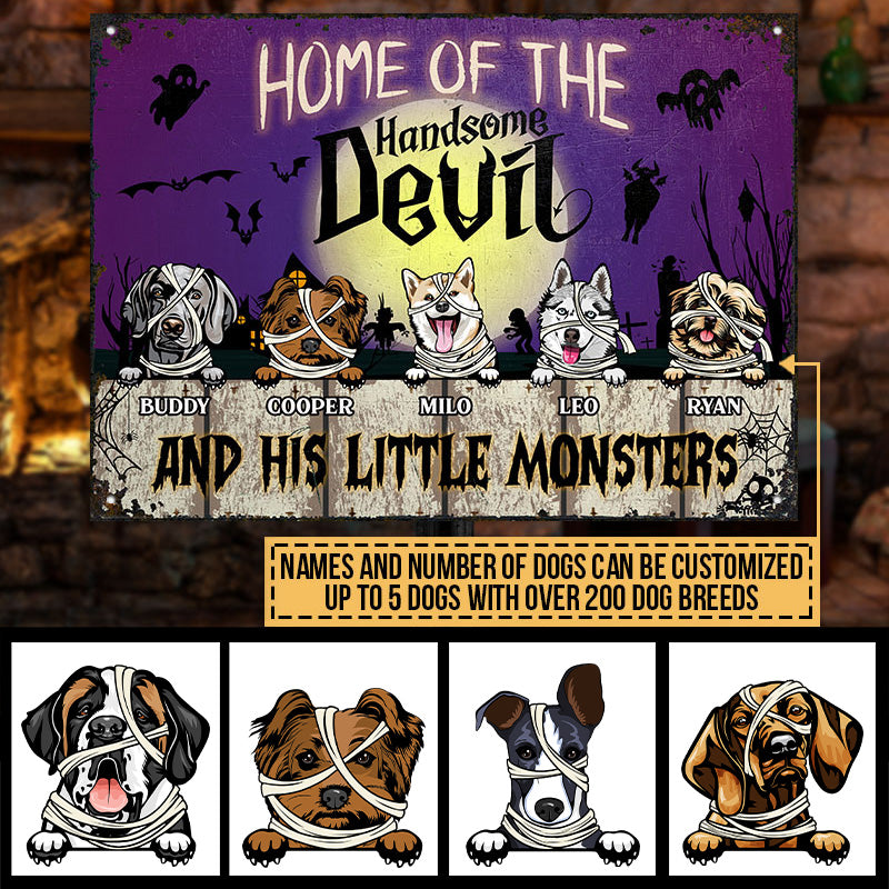 The Handsome Devil And His Little Monsters Custom Classic Metal Signs, Halloween Decor