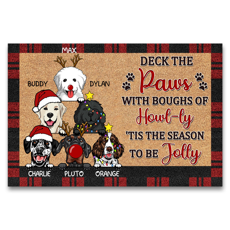 Deck The Paws With Boughs Dog - Christmas Gift - Personalized Custom Doormat