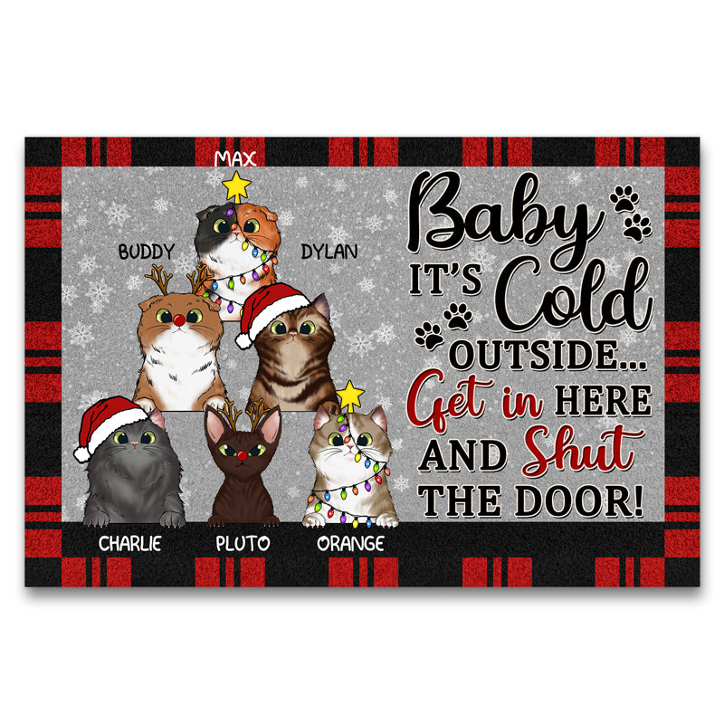 Baby It's Cold Outside Cat - Christmas Gift - Personalized Custom Doormat