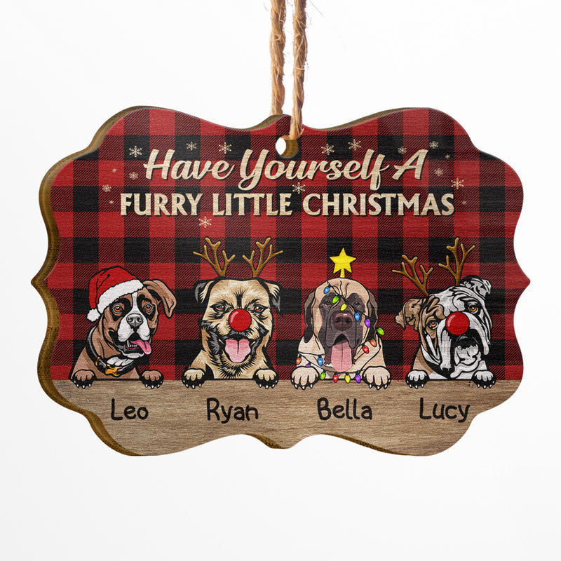 Furry Little Christmas Dog - Christmas Gift For Dog Lovers - Personalized Custom Wooden Ornament
