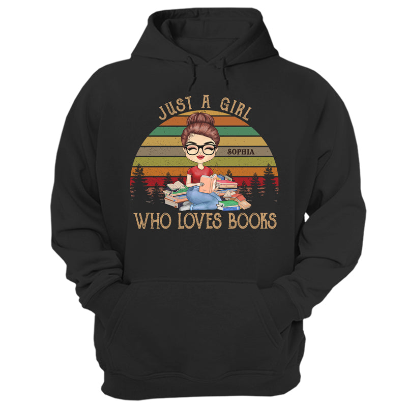 A Girl Who Loves Books Retro Sun Reading - Reading Gift - Personalized Custom T Shirt