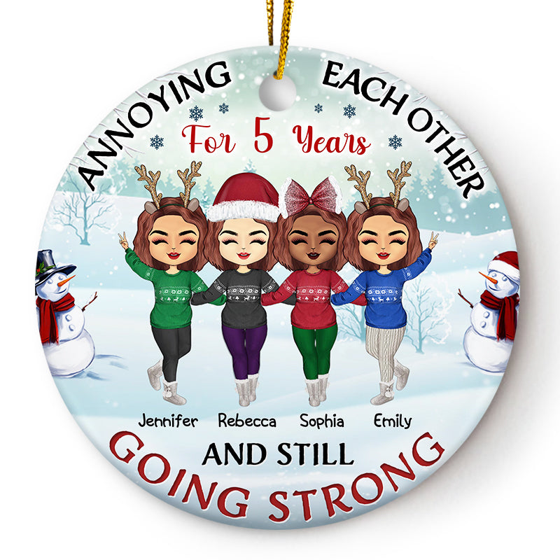 Best Friends Annoying Each Other - Christmas Gift For BFF And Siblings - Personalized Custom Circle Ceramic Ornament
