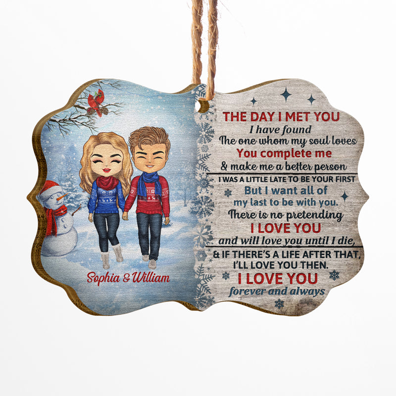 Christmas Couple The Day I Met You - Christmas Gift For Couple - Personalized Custom Wooden Ornament