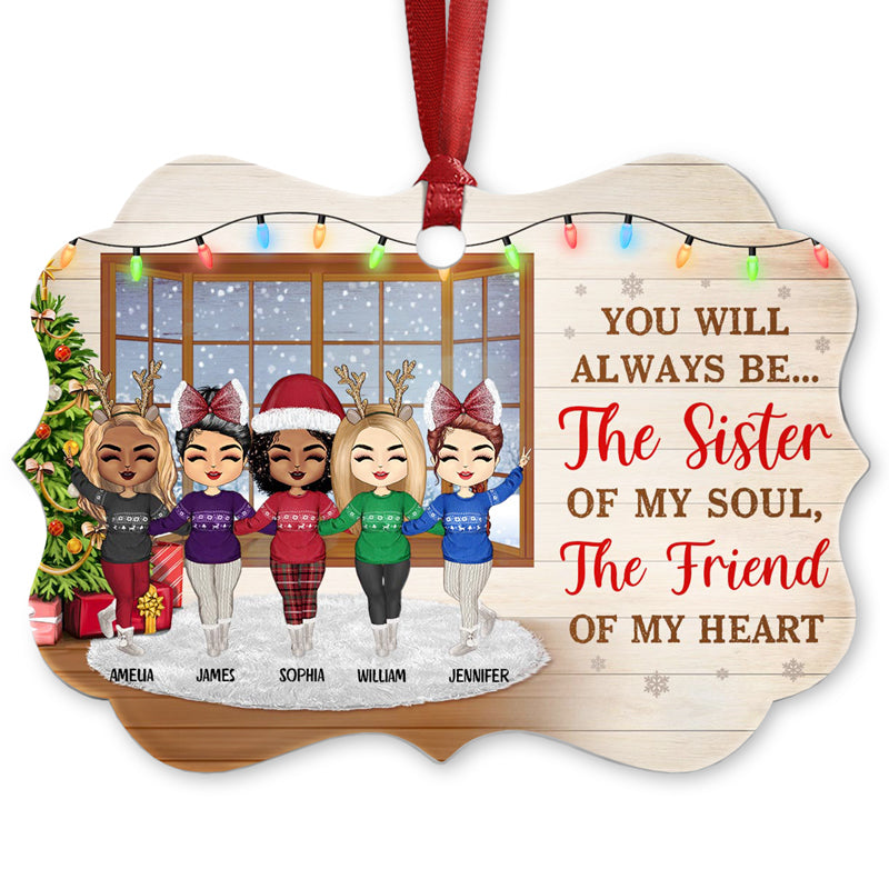 Best Friends Sister Of My Soul Friend Of My Heart - Christmas Gift For BFF - Personalized Custom Aluminum Ornament