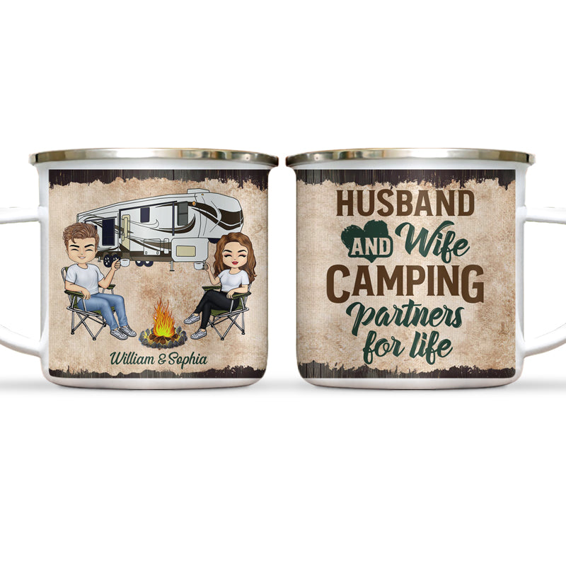 Camping Partners For Life Husband Wife - Couple Gift - Personalized Custom Campfire Mug