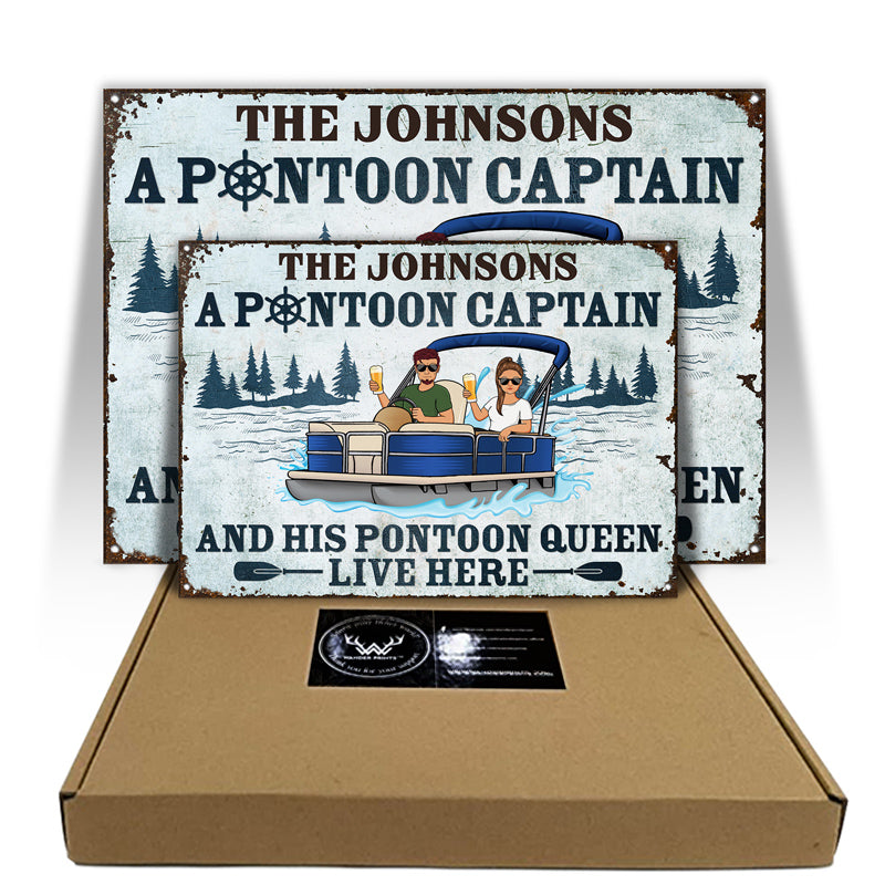 A Pontoon Captain And His Pontoon Queen Live Here - Couple Gift