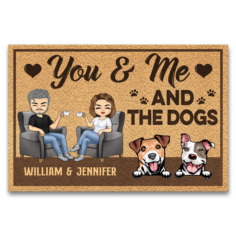You & Me And The Dog Husband Wife - Couple Gift - Personalized Custom Doormat