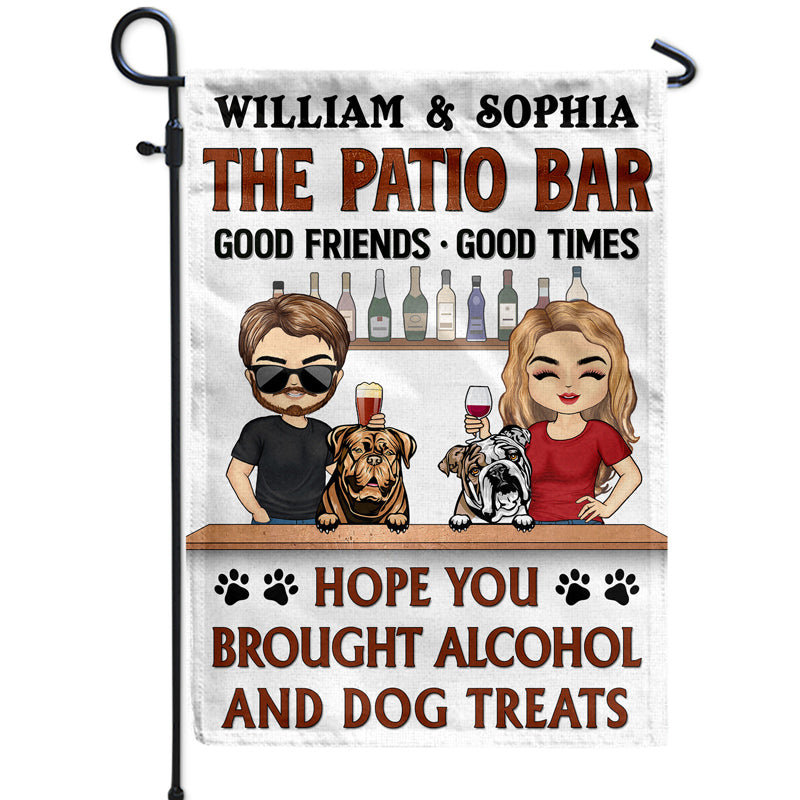Hope You Brought Alcohol And Dog Treats Chibi Couple Husband Wife - Backyard Sign - Personalized Custom Flag