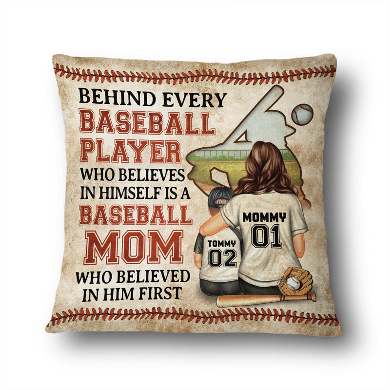Baseball Mom Behind Every Baseball Player - Gift For Mother - Personalized Custom Pillow