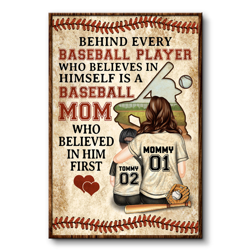 Baseball Mom Behind Every Baseball Player - Gift For Mother - Personalized Custom Poster