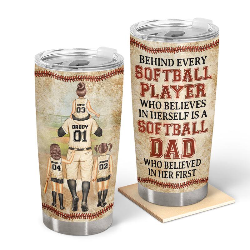 Softball Dad Behind Every Softball Player - Father Gift - Personalized Custom Tumbler