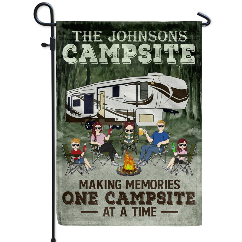 Making Memories One Campsite At A Time Camping Family - Backyard Sign - Personalized Custom Flag