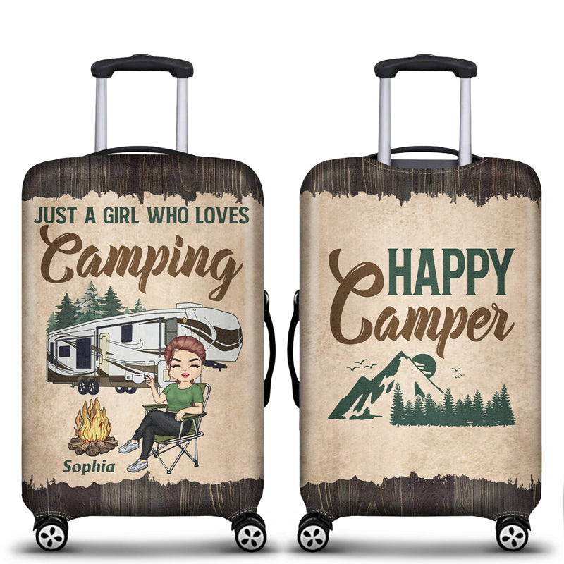 Just A Girl Boy Who Loves Camping Traveling - Personalized Custom Luggage Cover