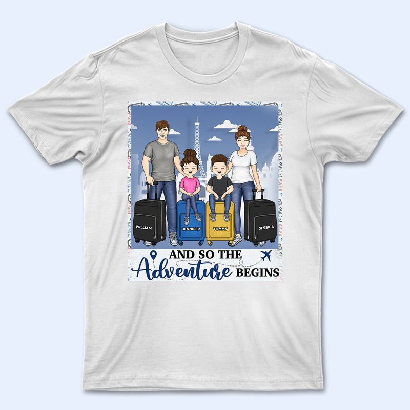 Travel Couple Family Adventure Begins - Gift For Traveling Lovers - Personalized Custom T Shirt