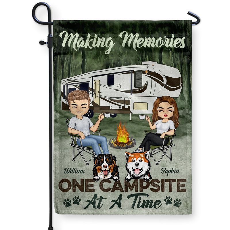Making Memories One Campsite At A Time Dogs Camping Husband Wife - Couple Gift - Personalized Custom Flag