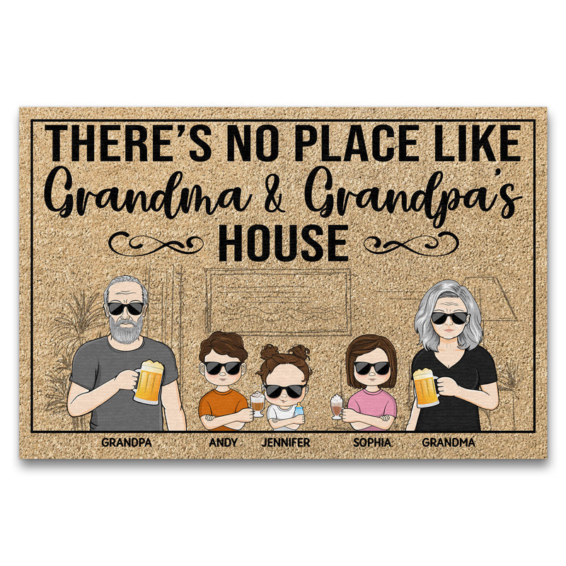 There's No Place Like Grandma & Grandpa's House Grandparents Couple - Family Gift - Personalized Custom Doormat