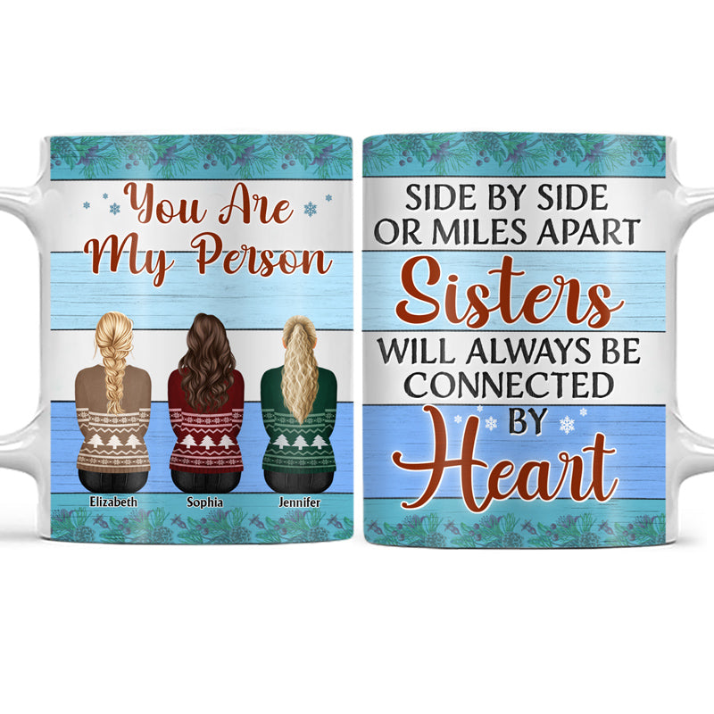 Family Side By Side Or Miles Apart Brothers And Sisters - Christmas Gift For Siblings - Personalized Custom White Edge-to-Edge Mug