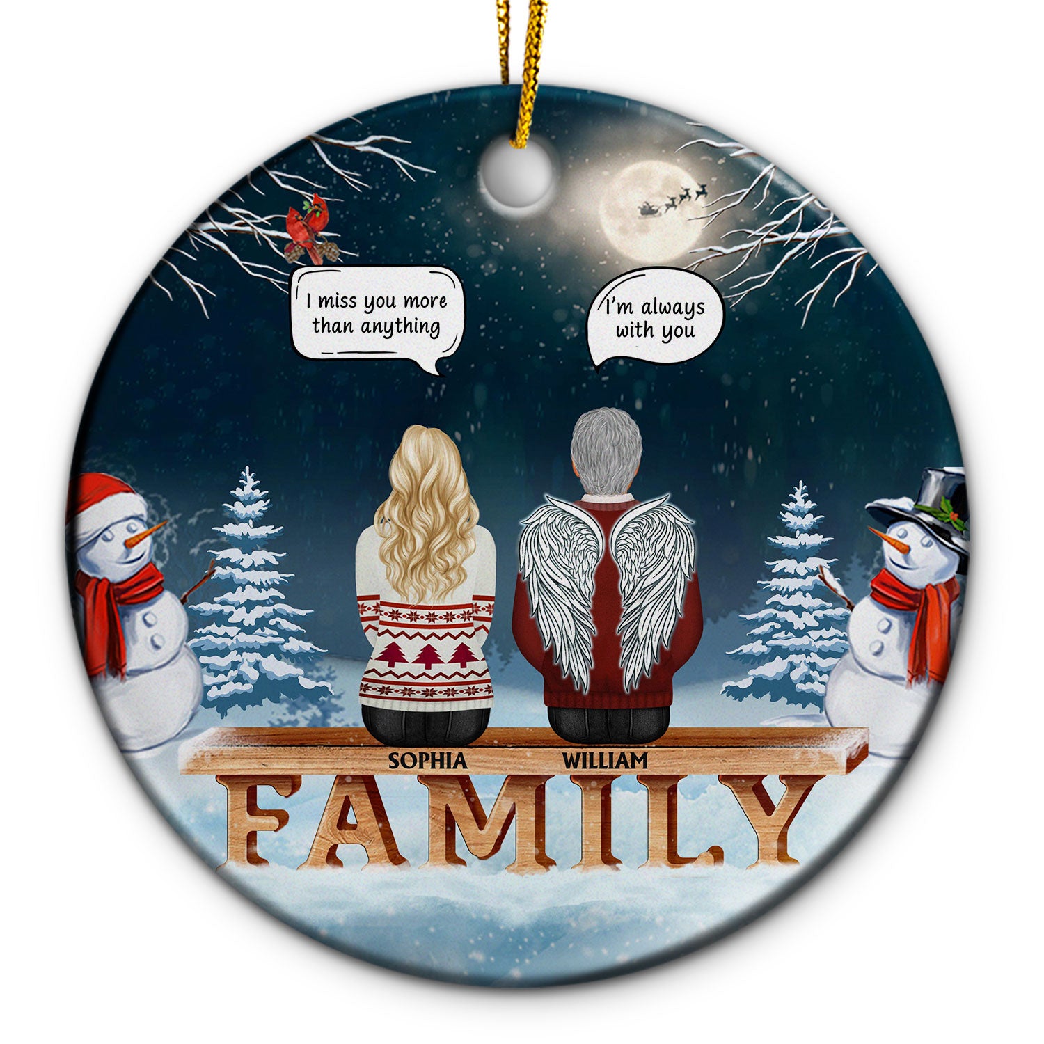 Family Memorial We Miss You - Christmas Gift For Family - Personalized Custom Circle Ceramic Ornament
