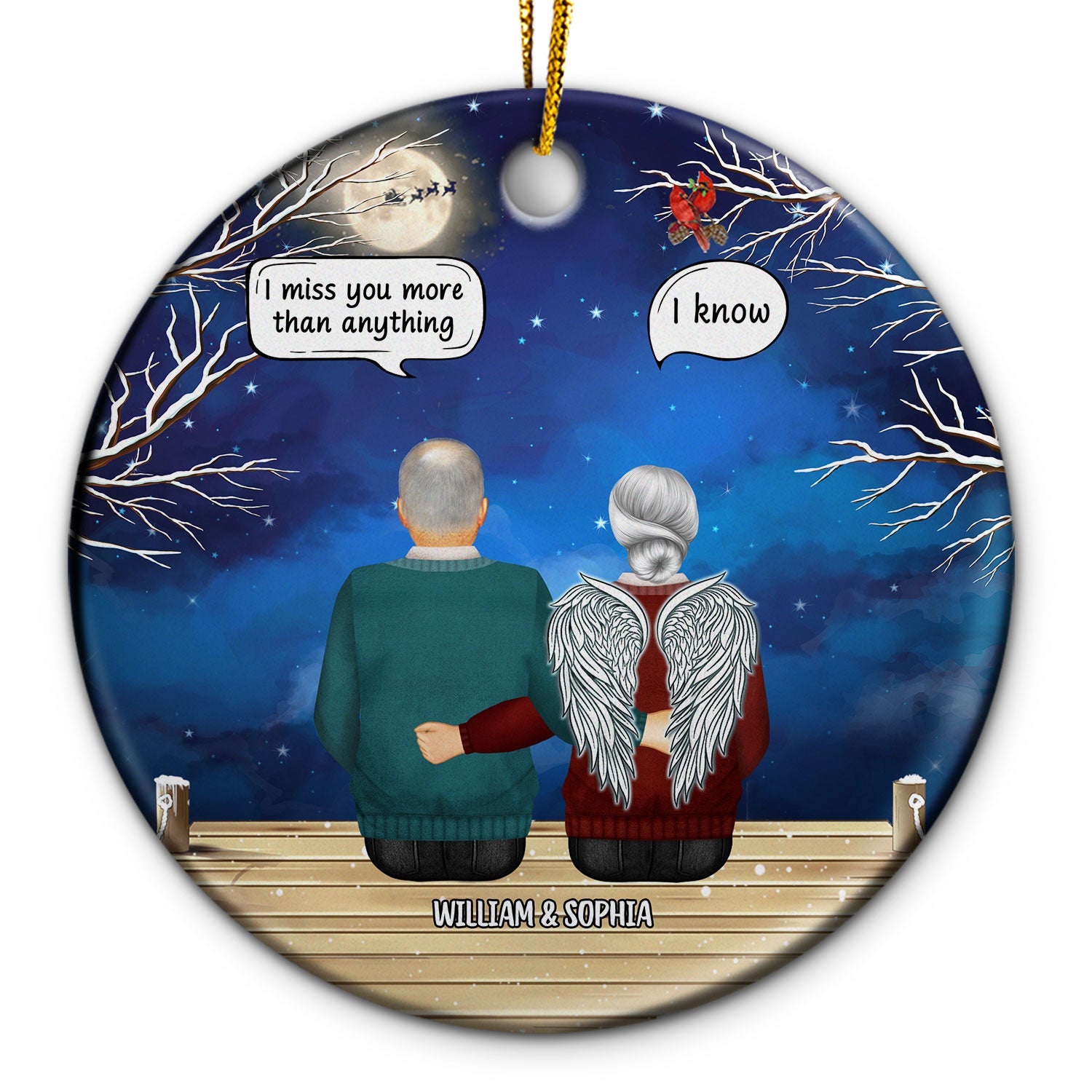Family Memorial Couple I Miss You - Christmas Gift For Couples - Personalized Custom Circle Ceramic Ornament